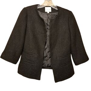 Silence & Noise | Women's Black Cropped Glitter Blazer Jacket (Size Small)